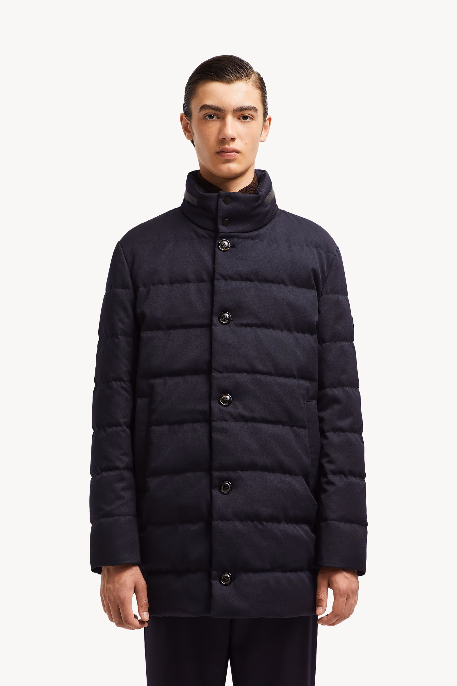 Vallonpierre Hooded Long Down Jacket Men Night Blue Moncler 3
